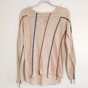 Promesa Summer Loose Weave Striped Cream Sweater Top/ Size M